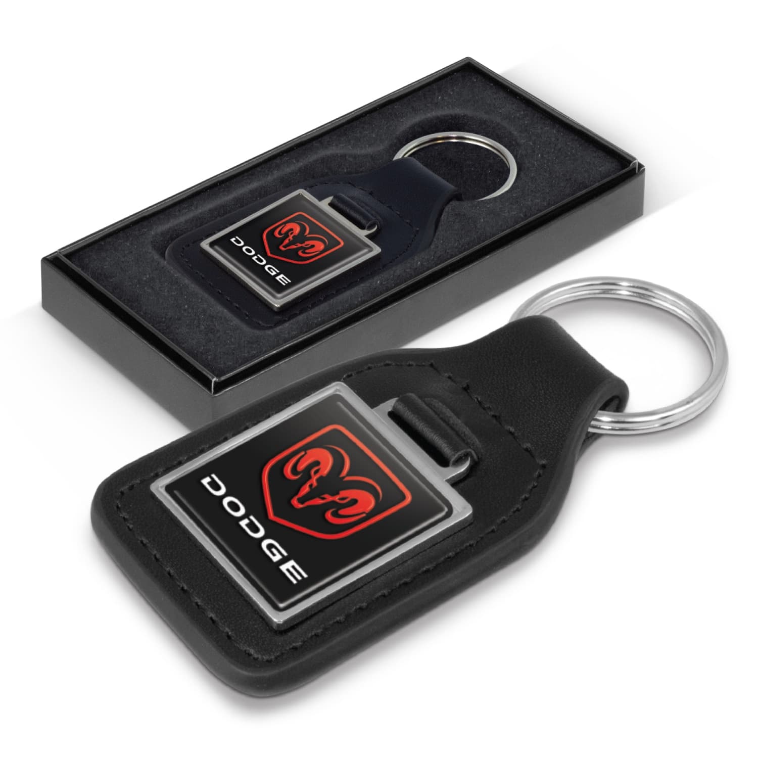 Baron Leather Key Ring - Square-Active Image