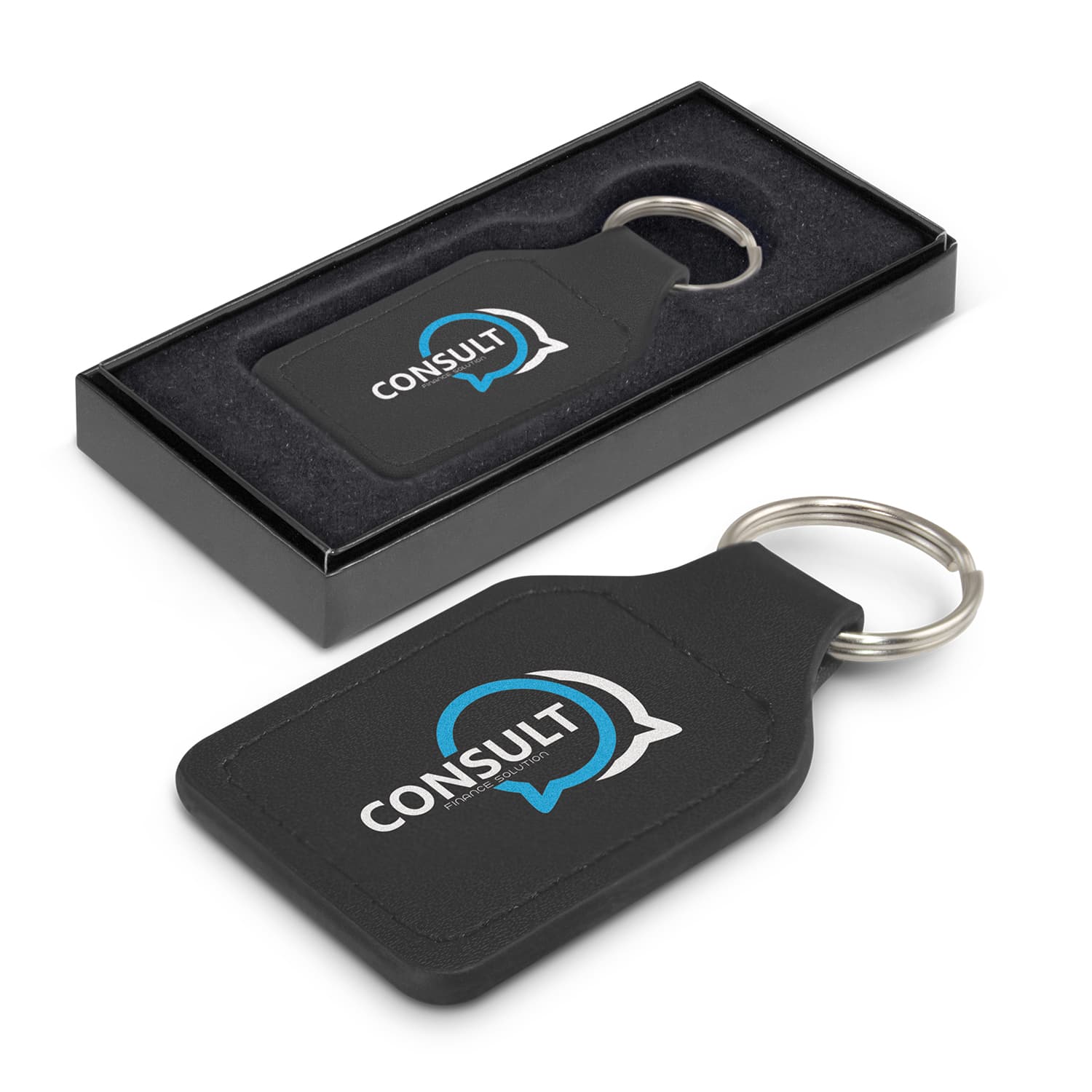 Prince Leather Key Ring - Square-Active Image