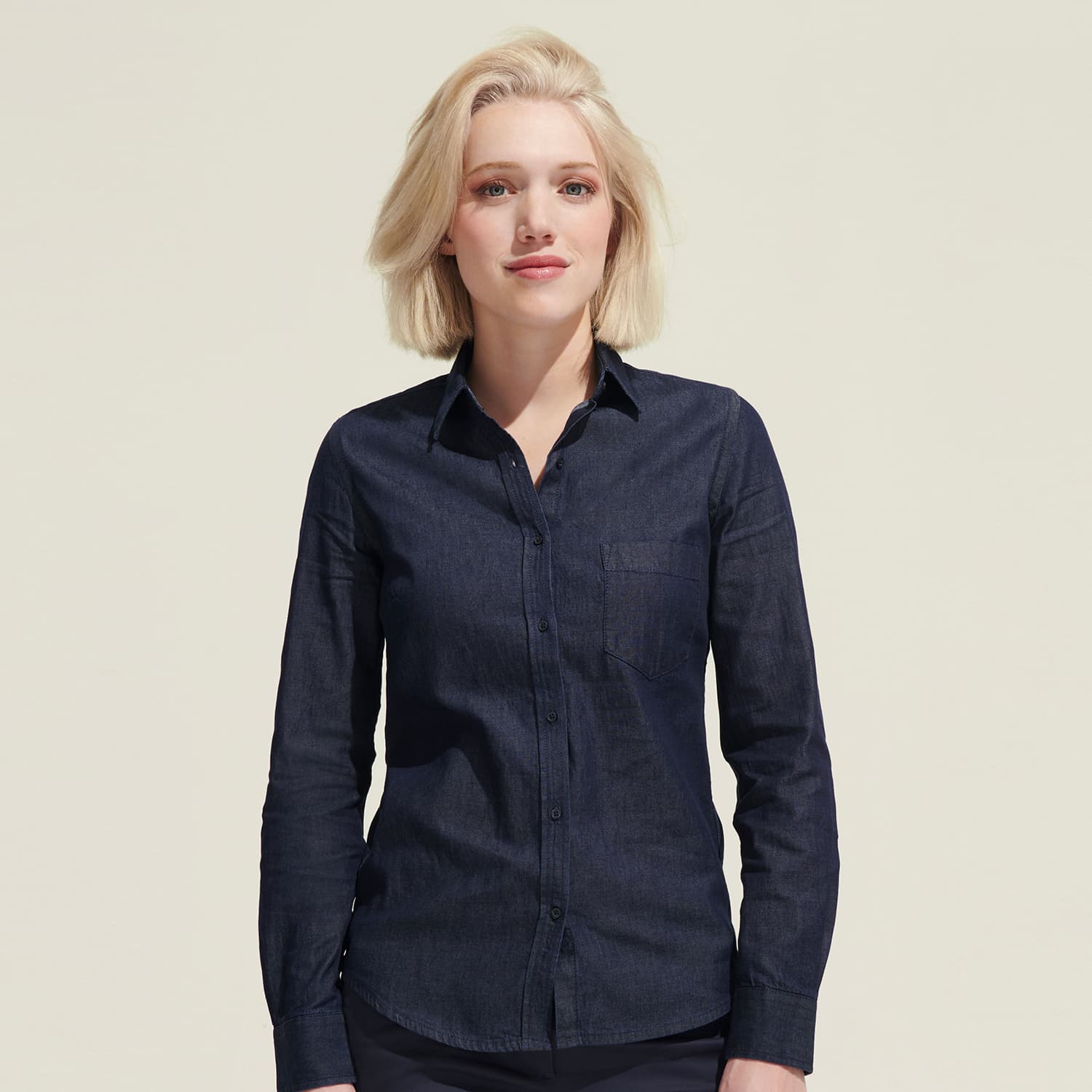 SOLS Barry Women's Denim Shirt-Active Image