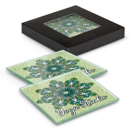 Venice Glass Coaster - Set of 2 - Square - Full Colour - image 3