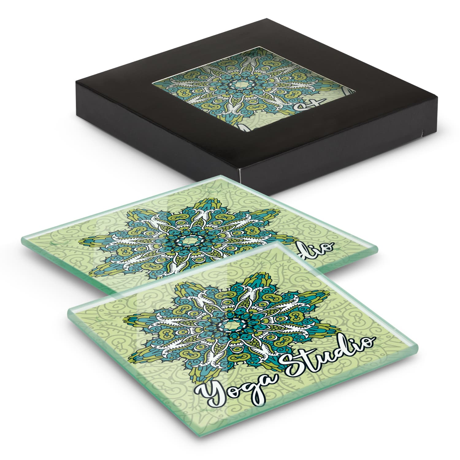 Venice Glass Coaster - Set of 2 - Square - Full Colour-Active Image