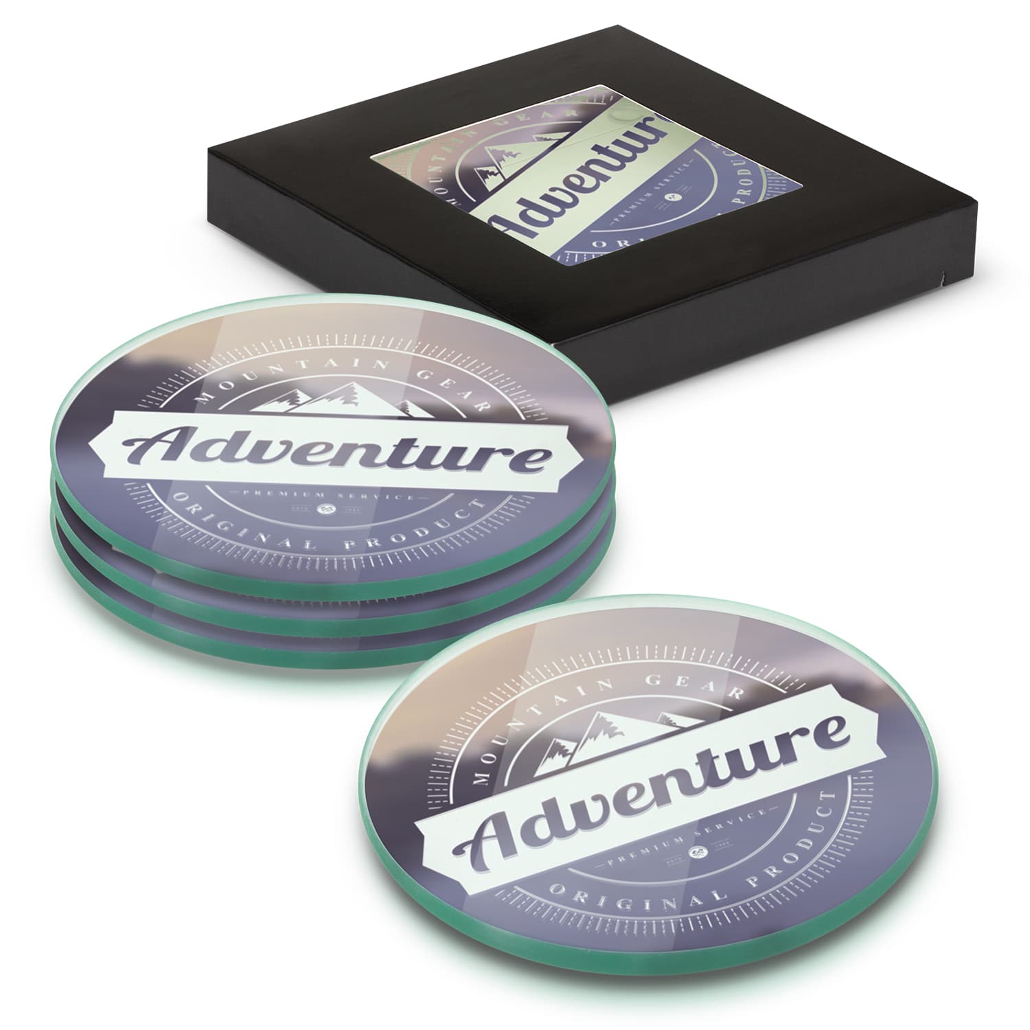Venice Glass Coaster - Set of 4 - Round - Full Colour-Active Image