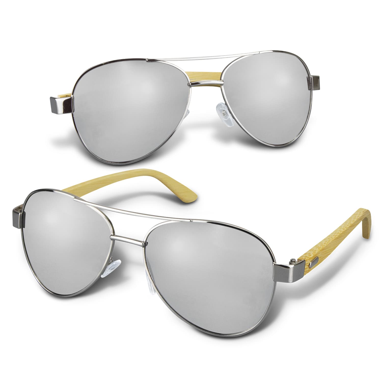 Aviator Mirror Lens Sunglasses - Bamboo-Active Image