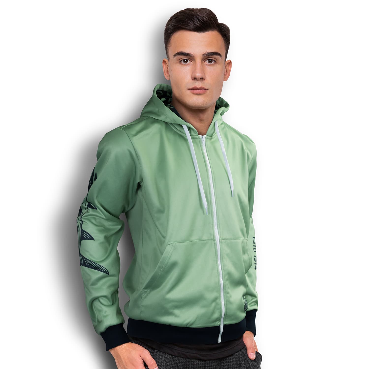 Custom Mens Sports Zipped Hoodie-Active Image