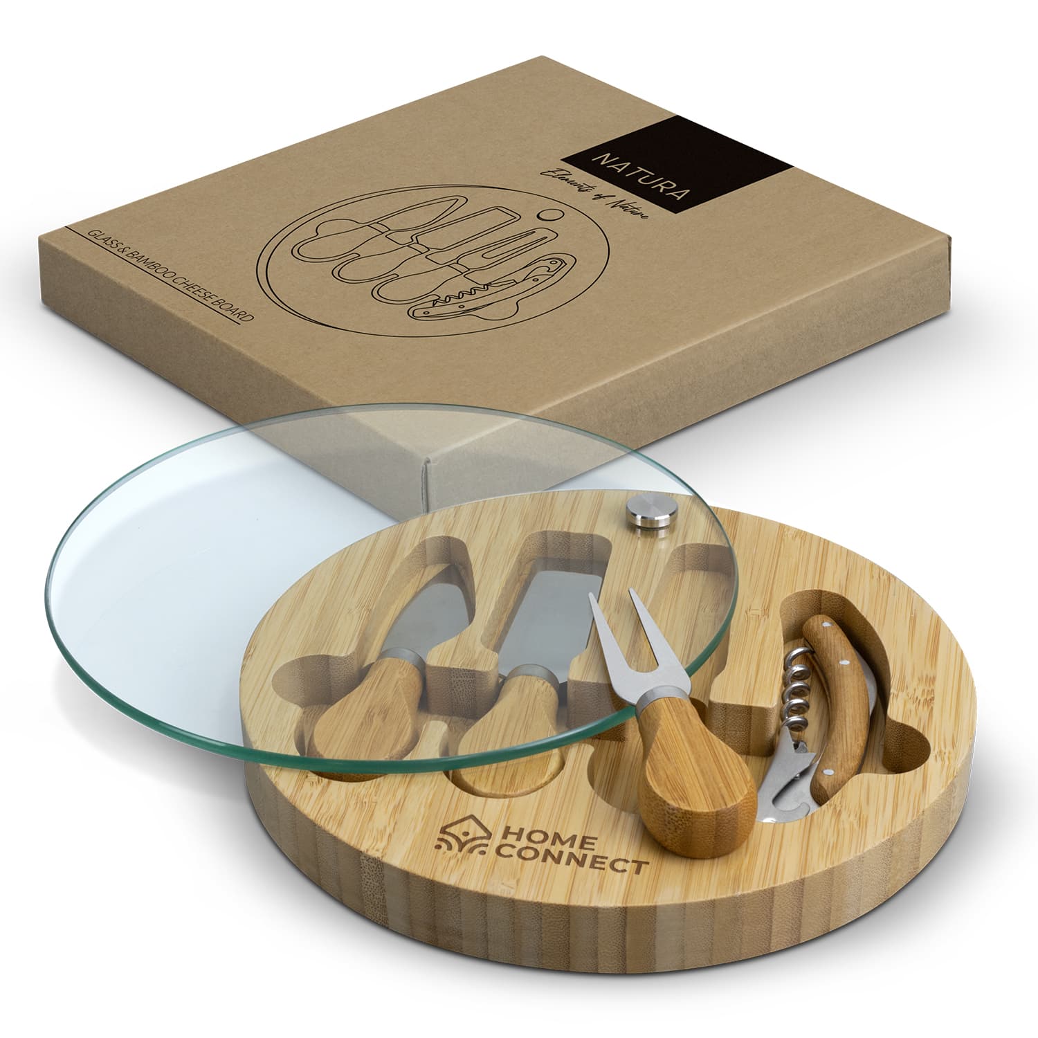 NATURA Glass & Bamboo Cheese Board-Active Image
