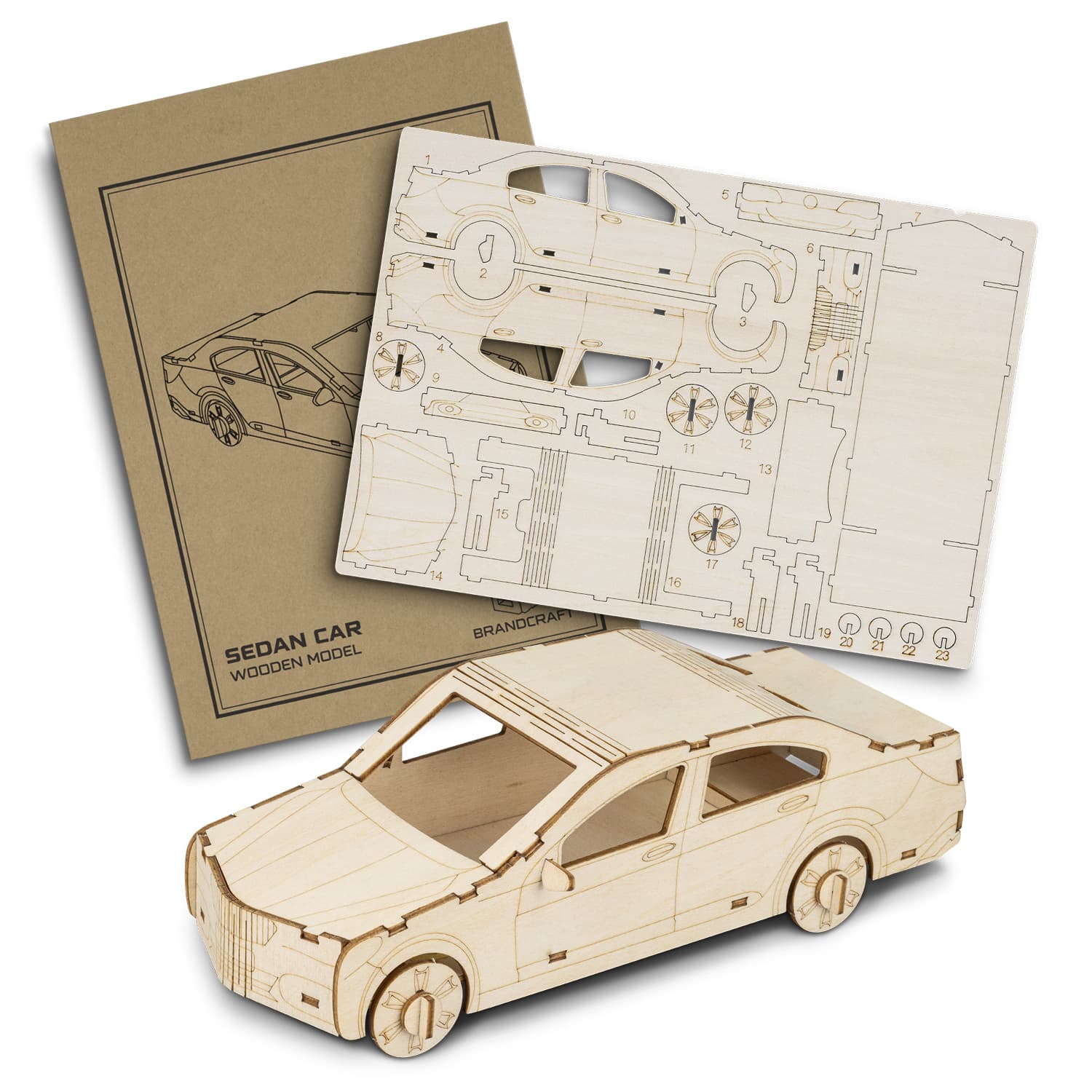 BRANDCRAFT Sedan Car Wooden Model-Active Image