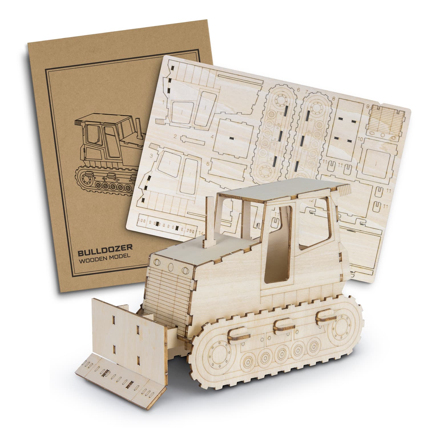 BRANDCRAFT Bulldozer Wooden Model-Active Image