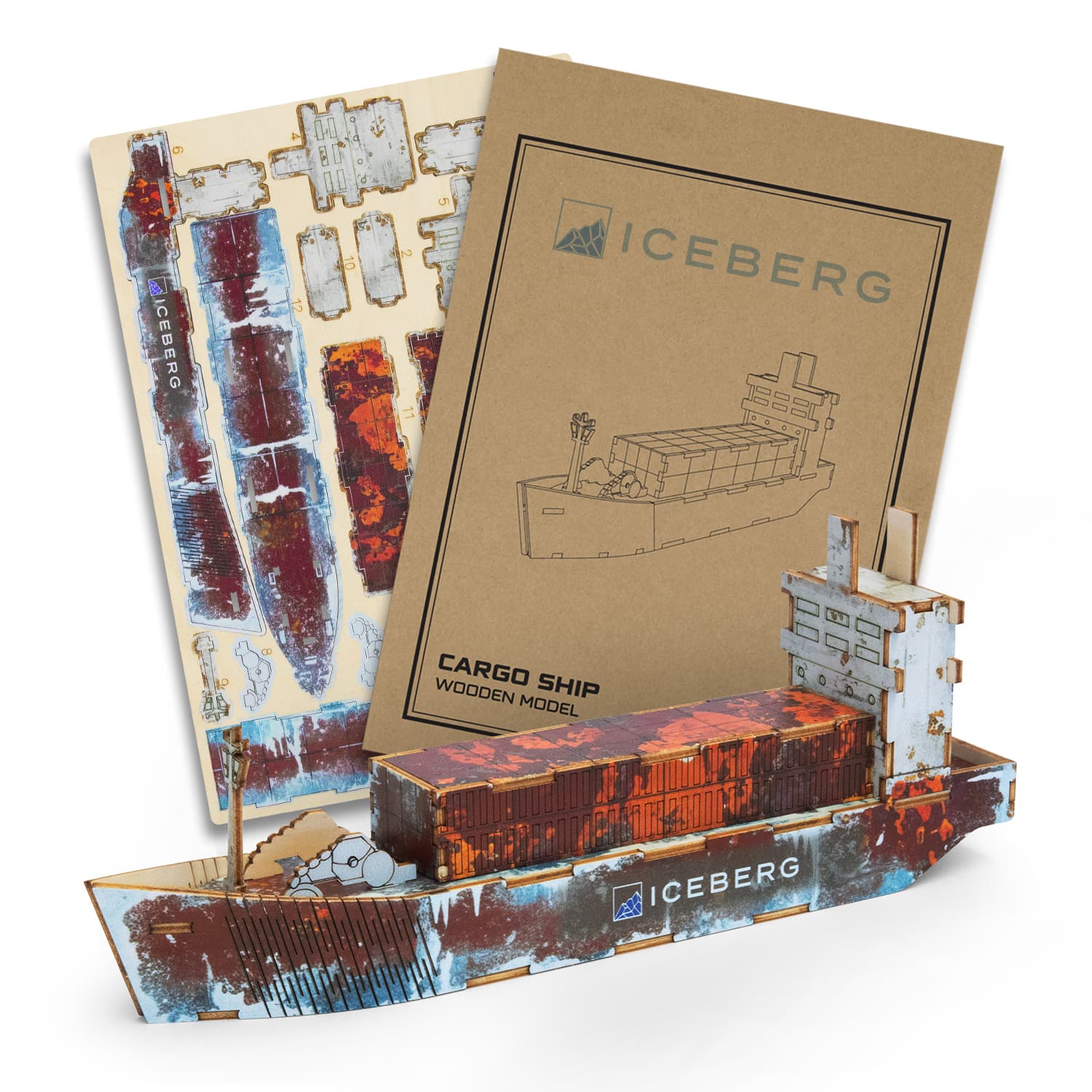 BRANDCRAFT Cargo Ship Wooden Model-Active Image