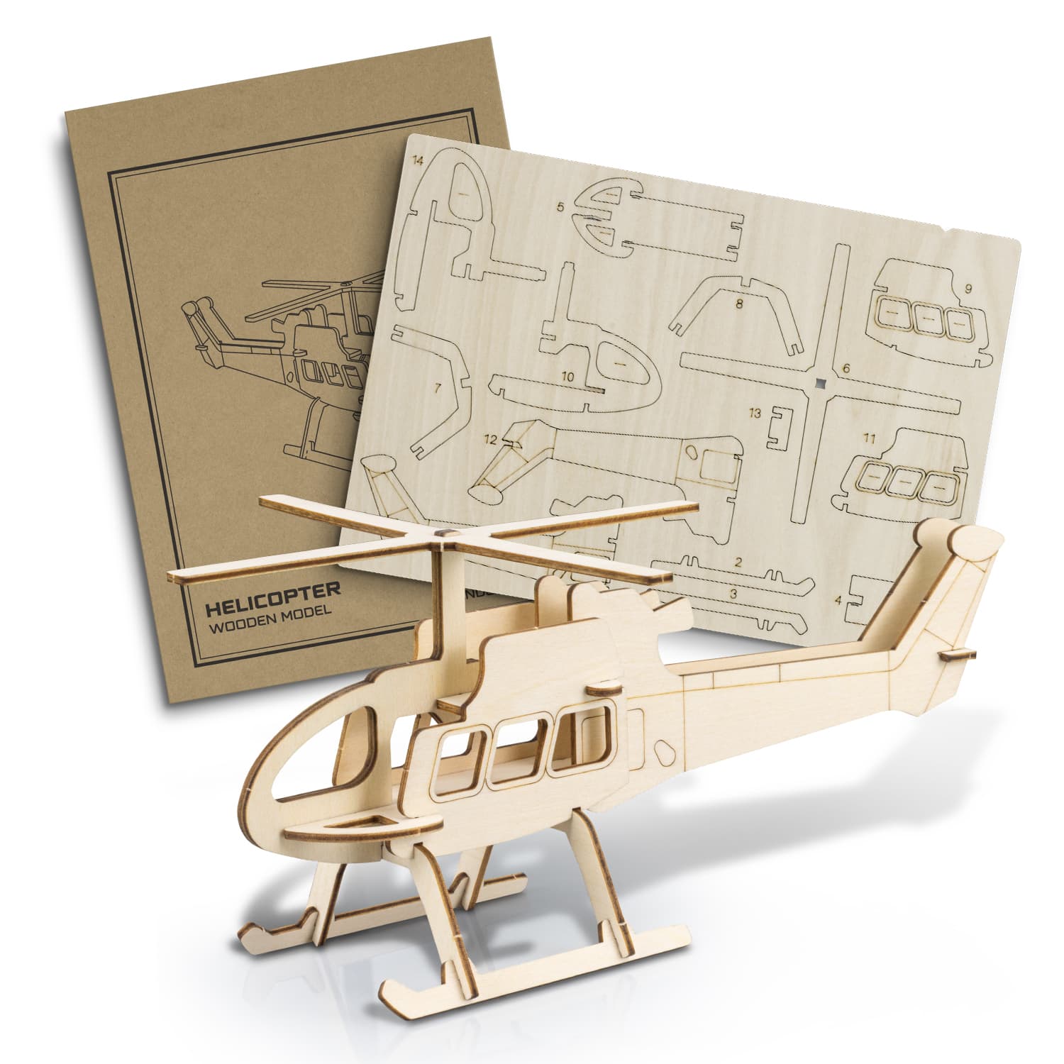 BRANDCRAFT Helicopter Wooden Model-Active Image