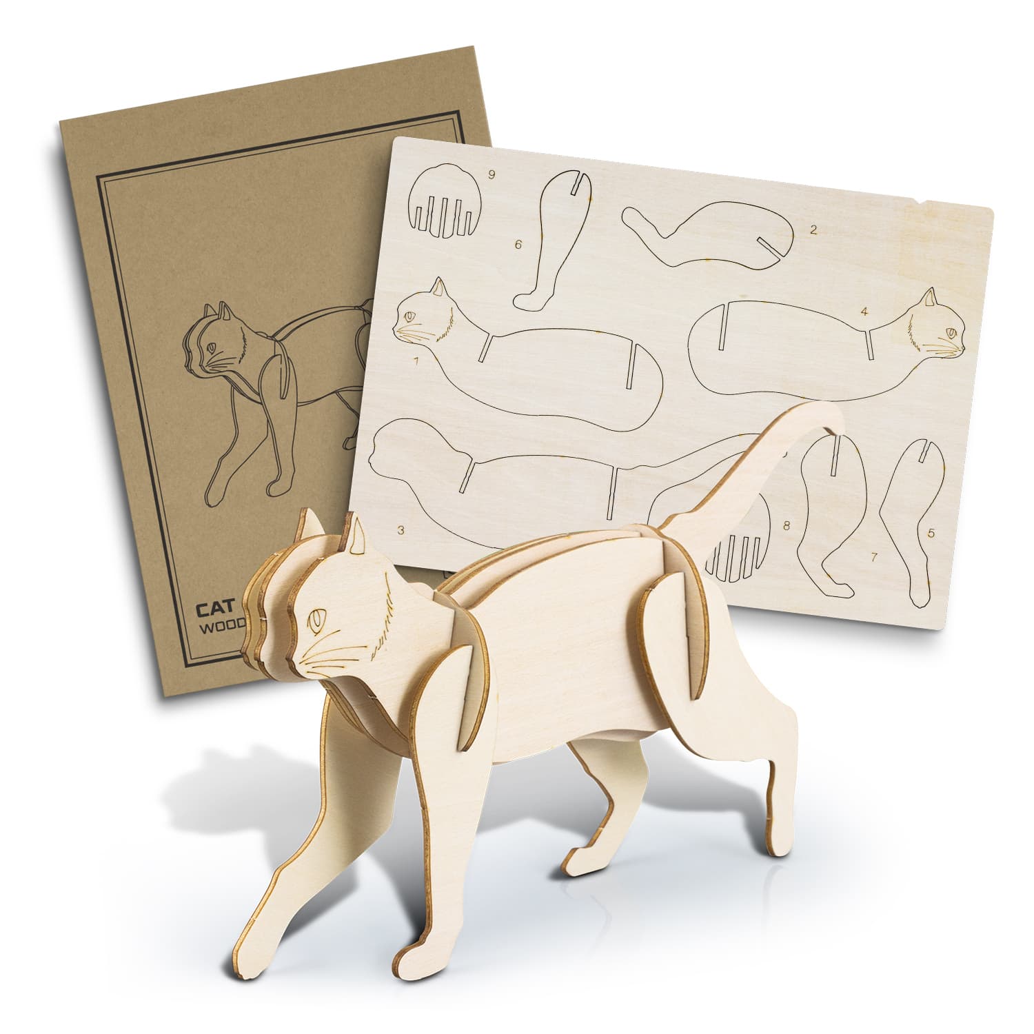 BRANDCRAFT Cat Wooden Model-Active Image