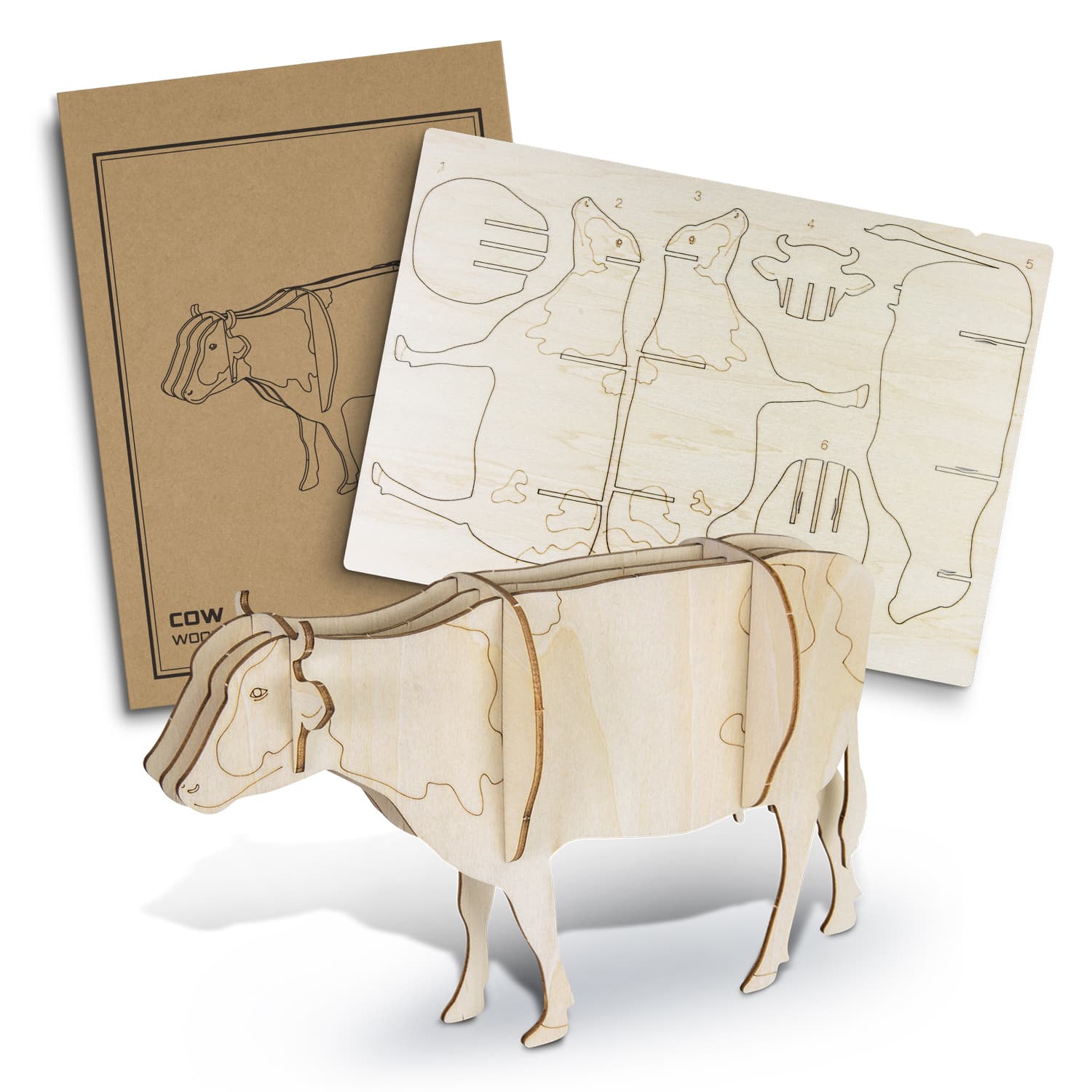 BRANDCRAFT Cow Wooden Model-Active Image