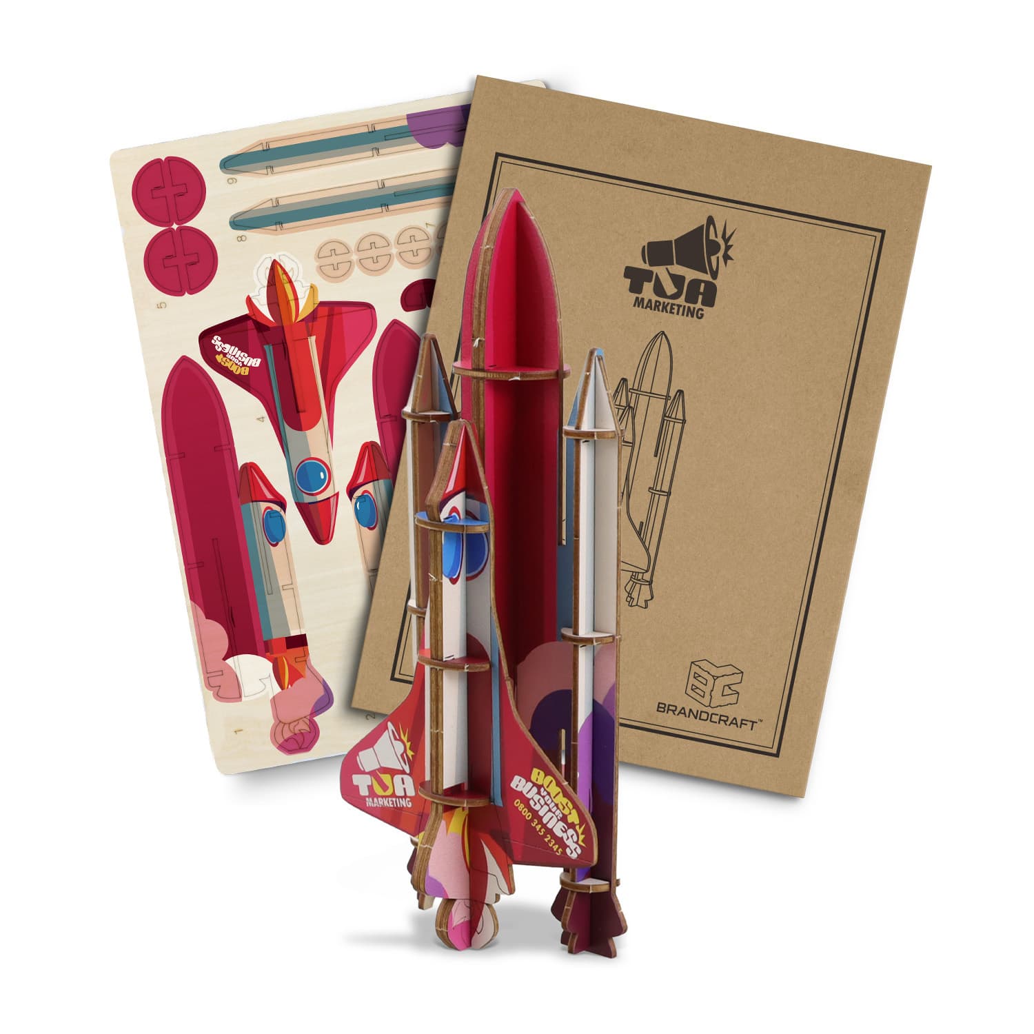 BRANDCRAFT Rocket Ship Wooden Model-Active Image