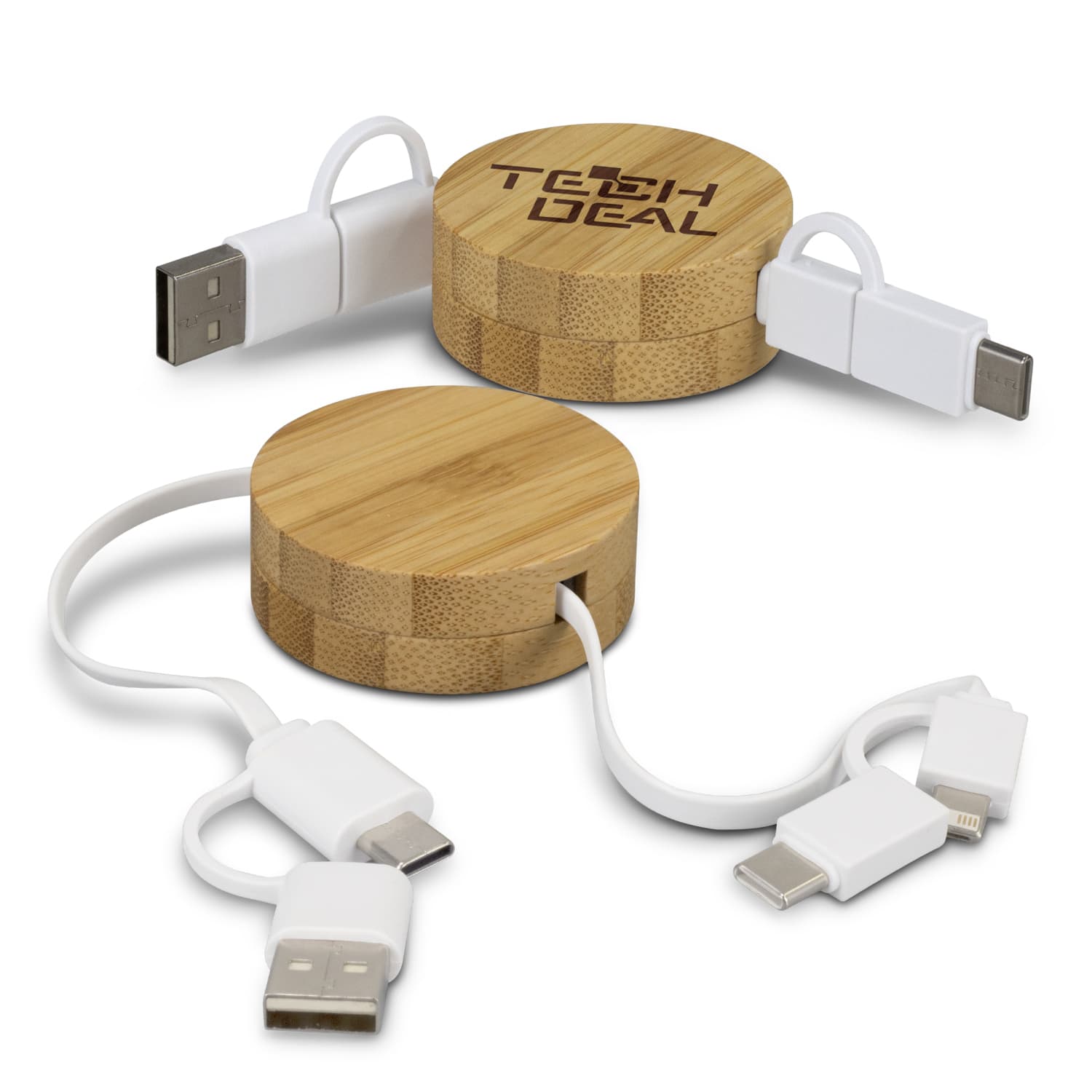Bamboo Retractable Charging Cable-Active Image