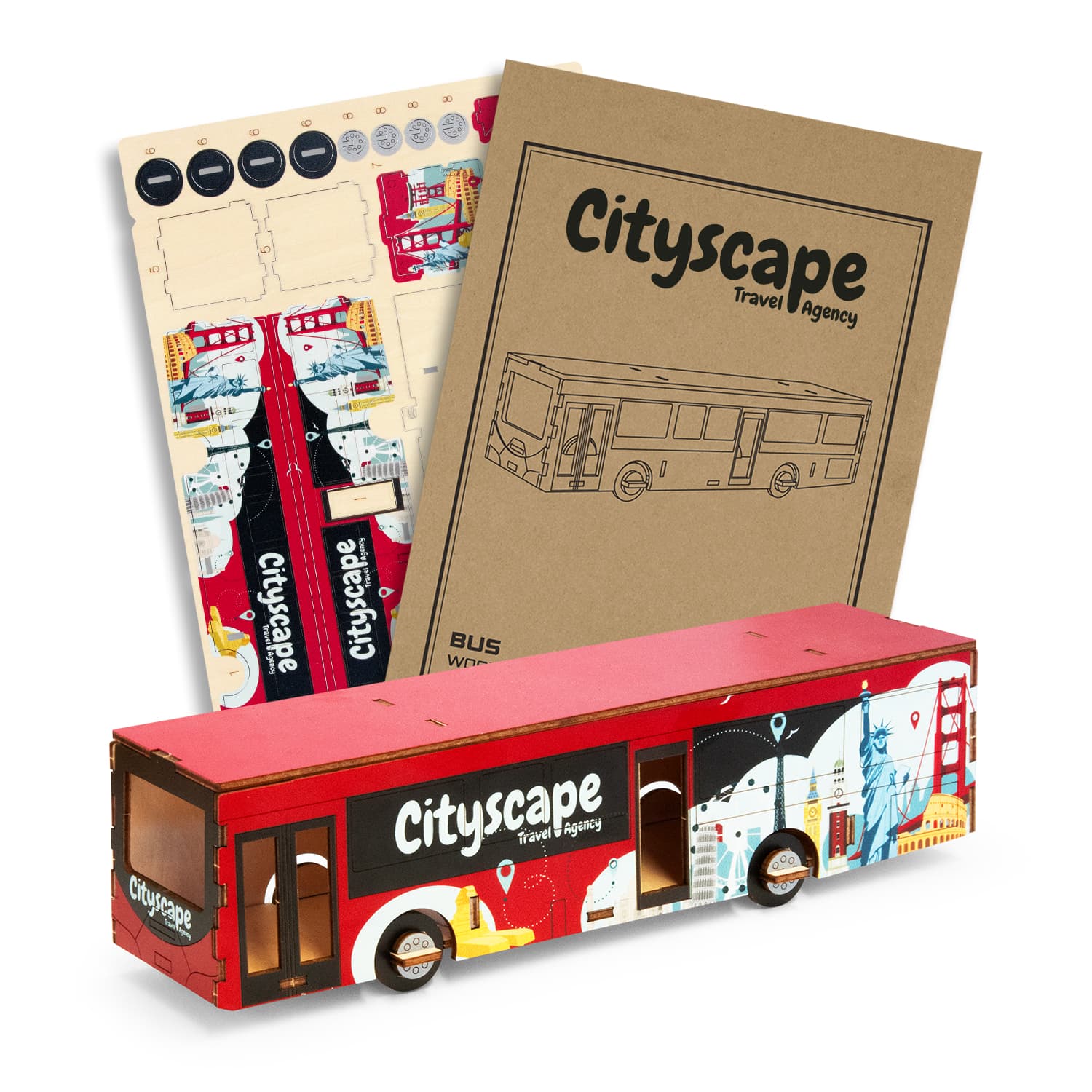 BRANDCRAFT Bus Wooden Model-Active Image