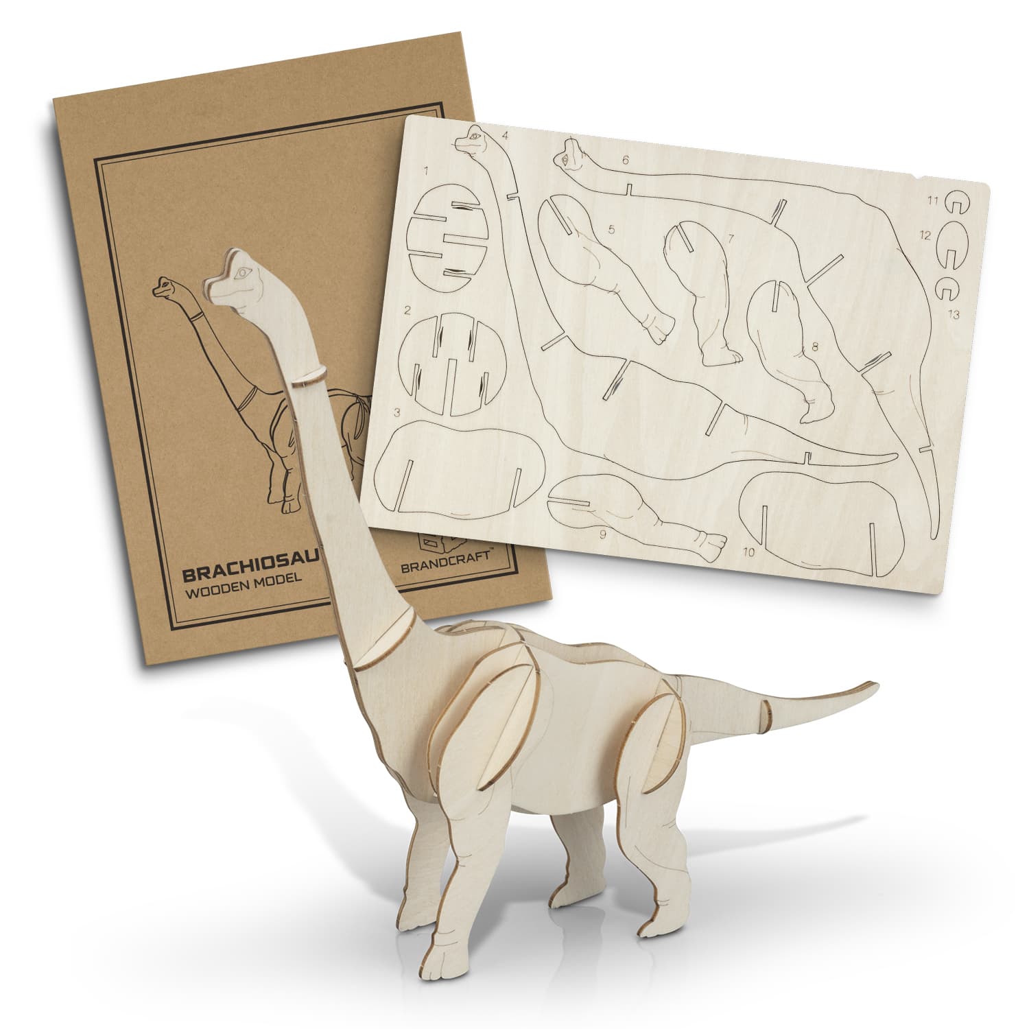 BRANDCRAFT Brachiosaurus Wooden Model-Active Image