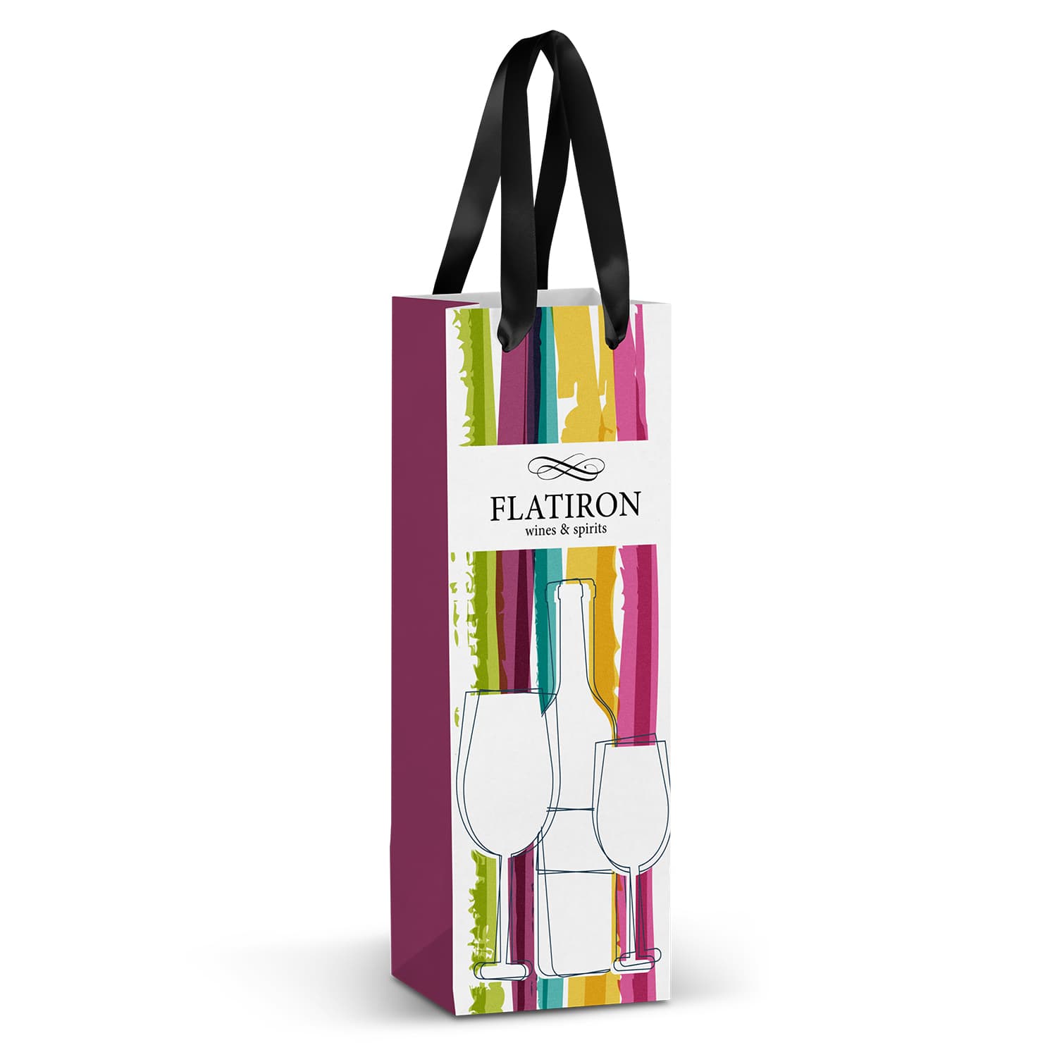 Champagne Ribbon Handle Paper Bag - Full Colour-Active Image