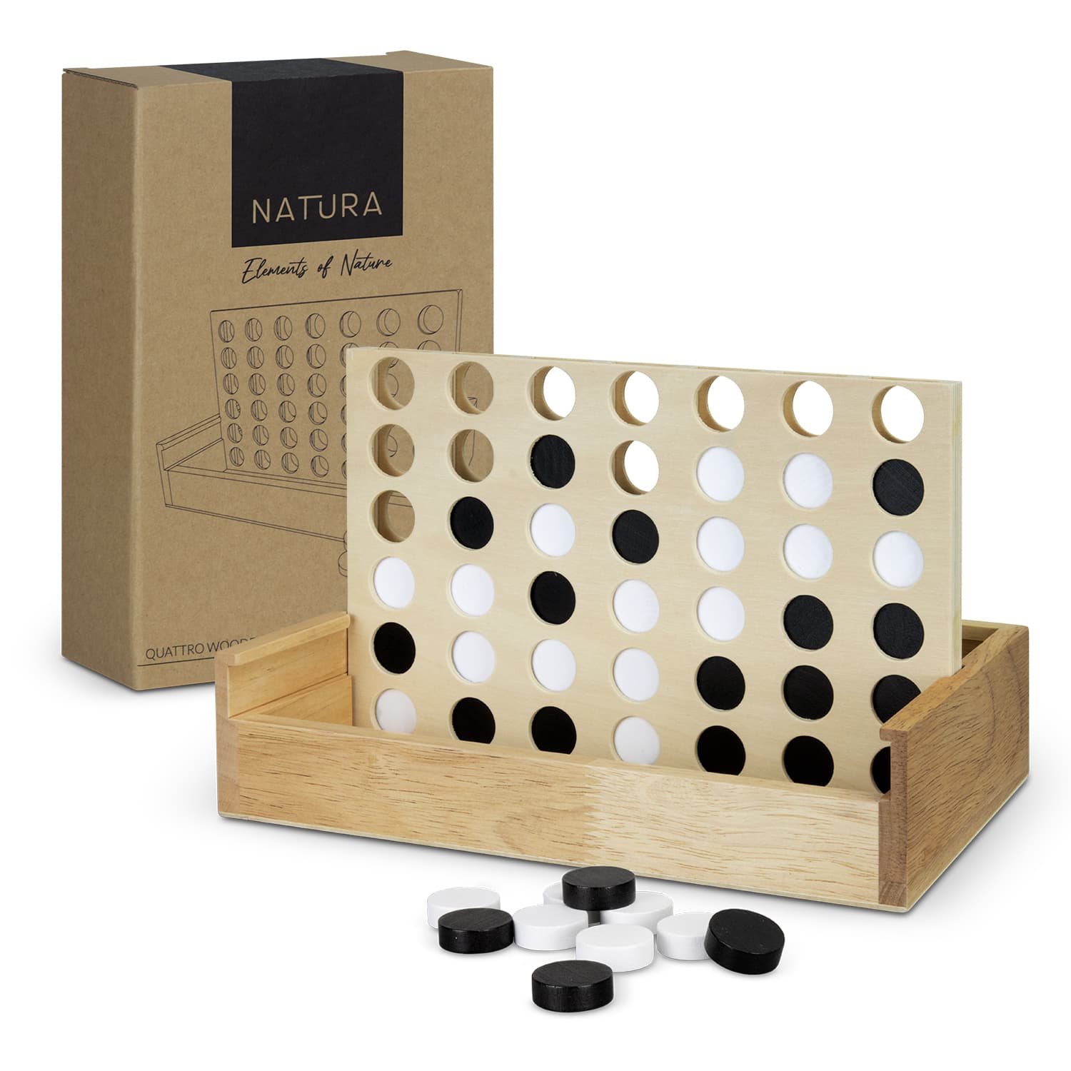 NATURA Quattro Wooden Four-in-a-Row Game-Active Image