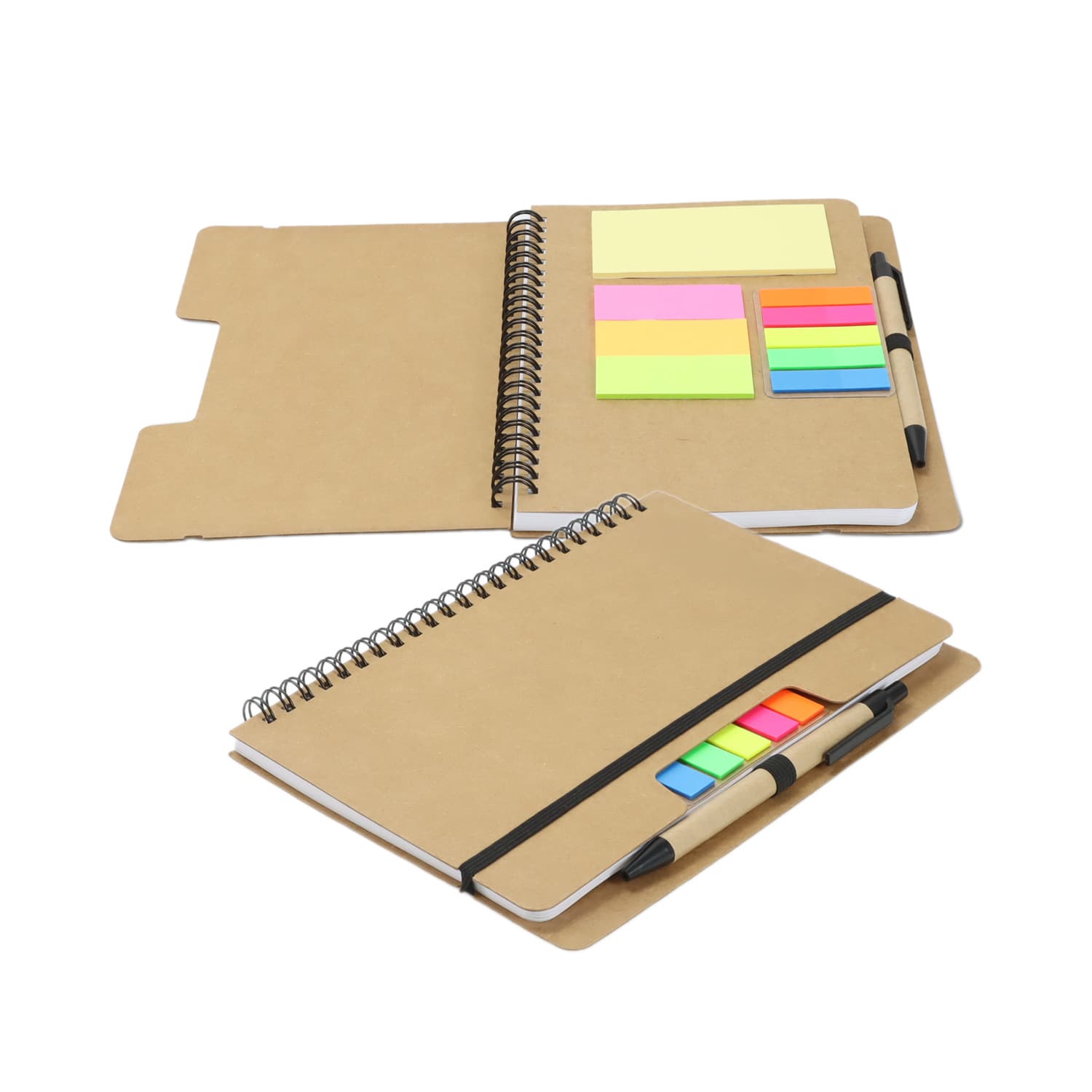 Kraft Notebook with Notes and Flags-Active Image